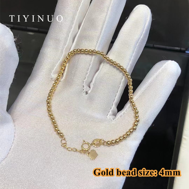 TIYINUO – Bracelet de perles en or véritable 18K, bijoux fins, ajustables, classique, romantique, cadeau pour femme, petite amie, AU750 AI0001 – Image 5
