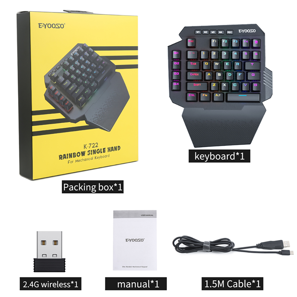 Mini clavier mécanique de jeu à une main, sans fil, rétro-éclairé rvb, 39 touches, 2.4G, pour PS4, ordinateur portable, PC Gamer AI0001 – Image 2