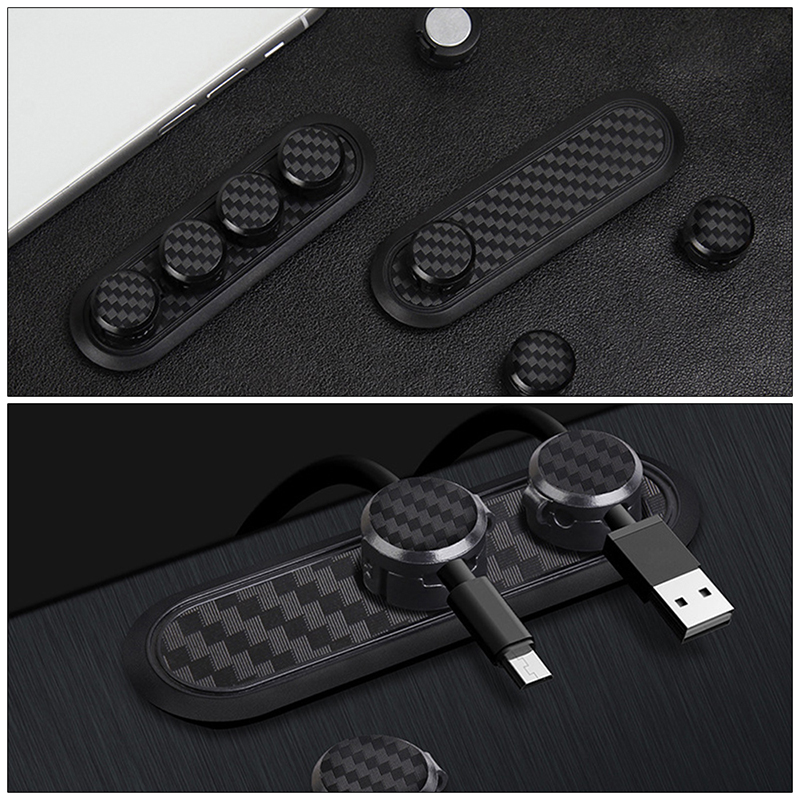 Enrouleur de gestion de câble magnétique en fibre de carbone, protecteur d'aimant, clip de câble, support de chargeur USB bien rangé, bureau AI0001 – Image 2