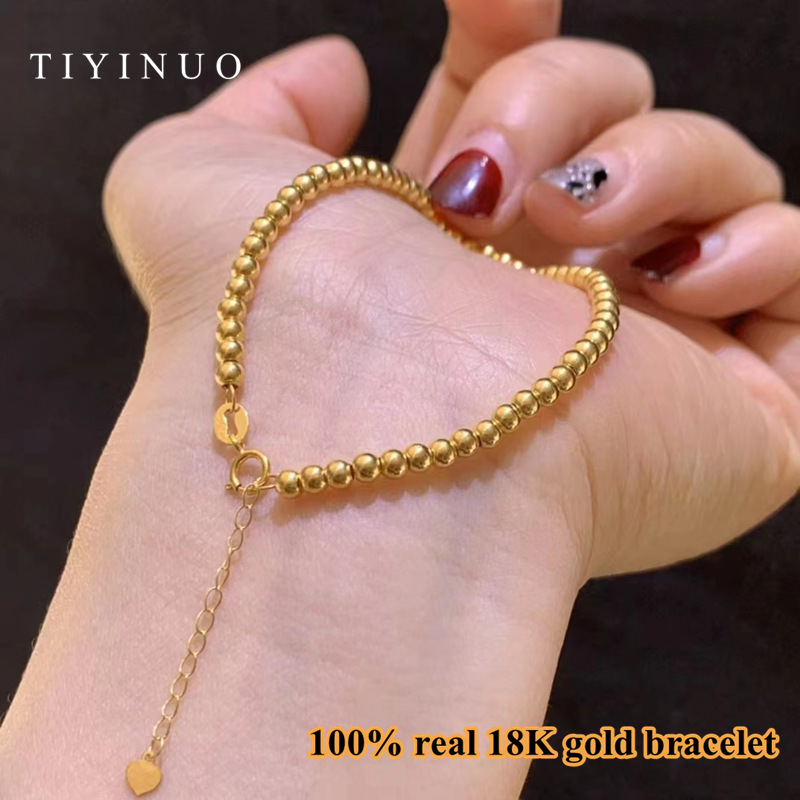 TIYINUO – Bracelet de perles en or véritable 18K, bijoux fins, ajustables, classique, romantique, cadeau pour femme, petite amie, AU750 AI0001 – Image 7