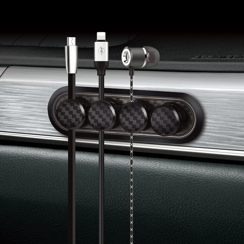 Enrouleur de gestion de câble magnétique en fibre de carbone, protecteur d'aimant, clip de câble, support de chargeur USB bien rangé, bureau AI0001 – Image 3