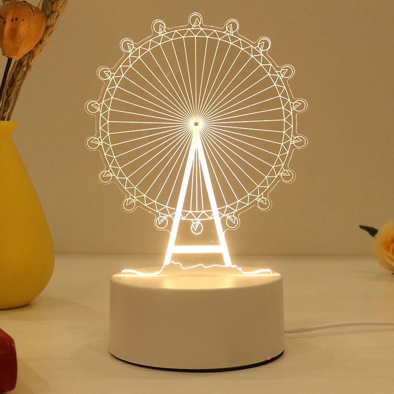 Veilleuse USB 3D de la tour Eiffel, grande roue, château, décoration de la maison, cadeau d'anniversaire pour petite amie, ornement de Noël, fête de Léon AI0001 – Image 5