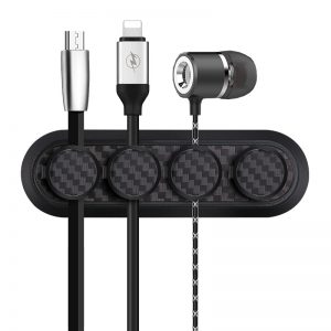 Enrouleur de gestion de câble magnétique en fibre de carbone, protecteur d'aimant, clip de câble, support de chargeur USB bien rangé, bureau AI0001