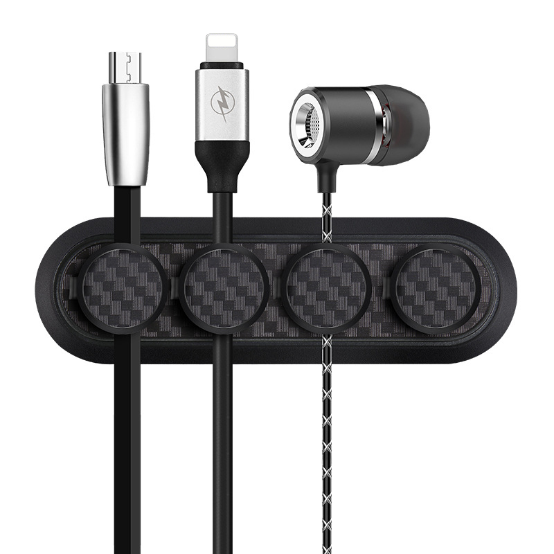 Enrouleur de gestion de câble magnétique en fibre de carbone, protecteur d'aimant, clip de câble, support de chargeur USB bien rangé, bureau AI0001