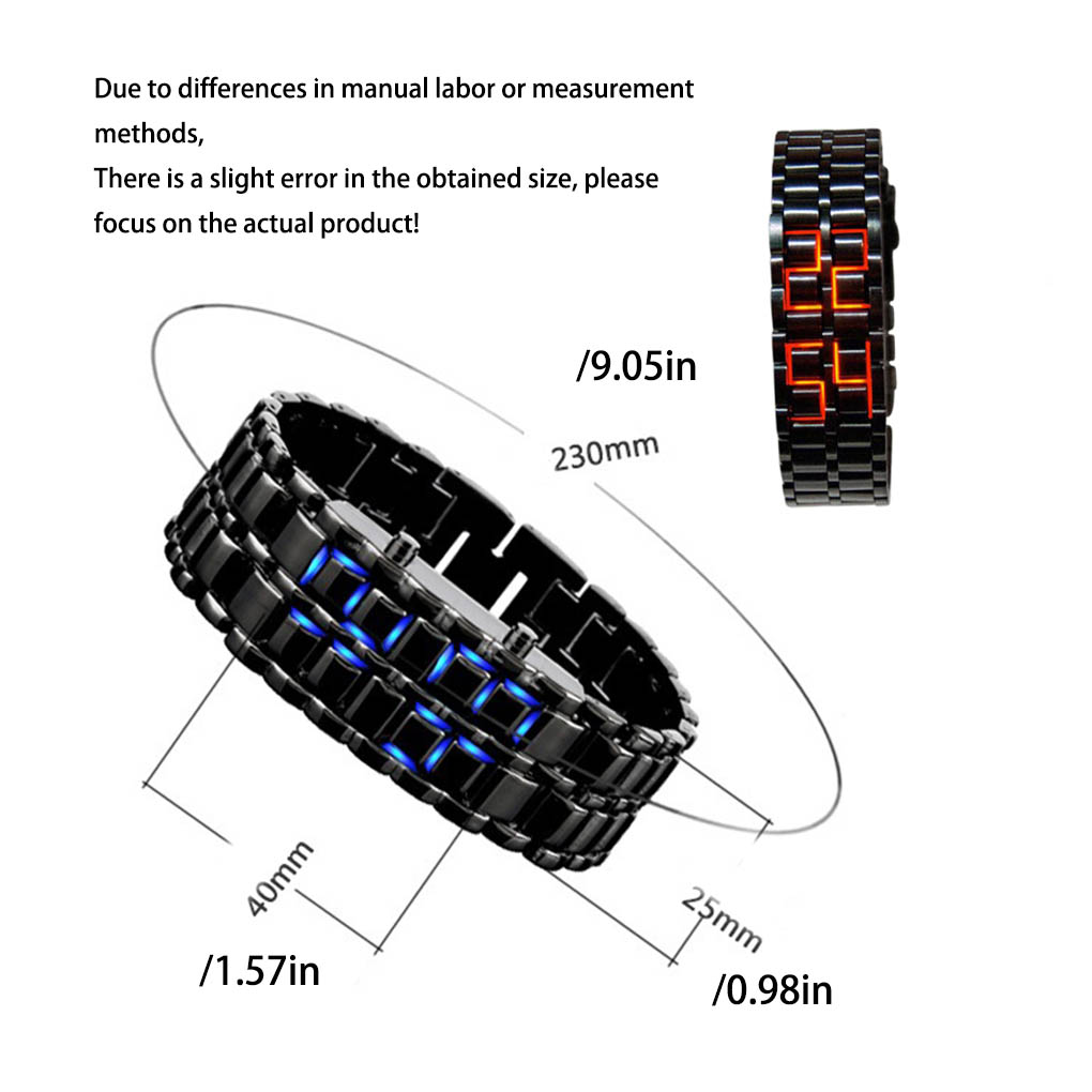 Montre-bracelet numérique LED sans visage pour hommes, lave, style rétro, horloge à main, bracelet, couple amoureux, complet JORed AI0001 – Image 4