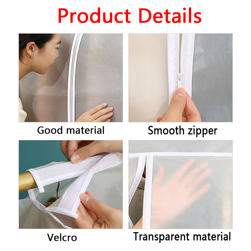 Juste anti-poussière transparente pour vêtements, housse anti-poussière pour vêtements, imperméable, rangement de garde-robe AI0001 – Image 4
