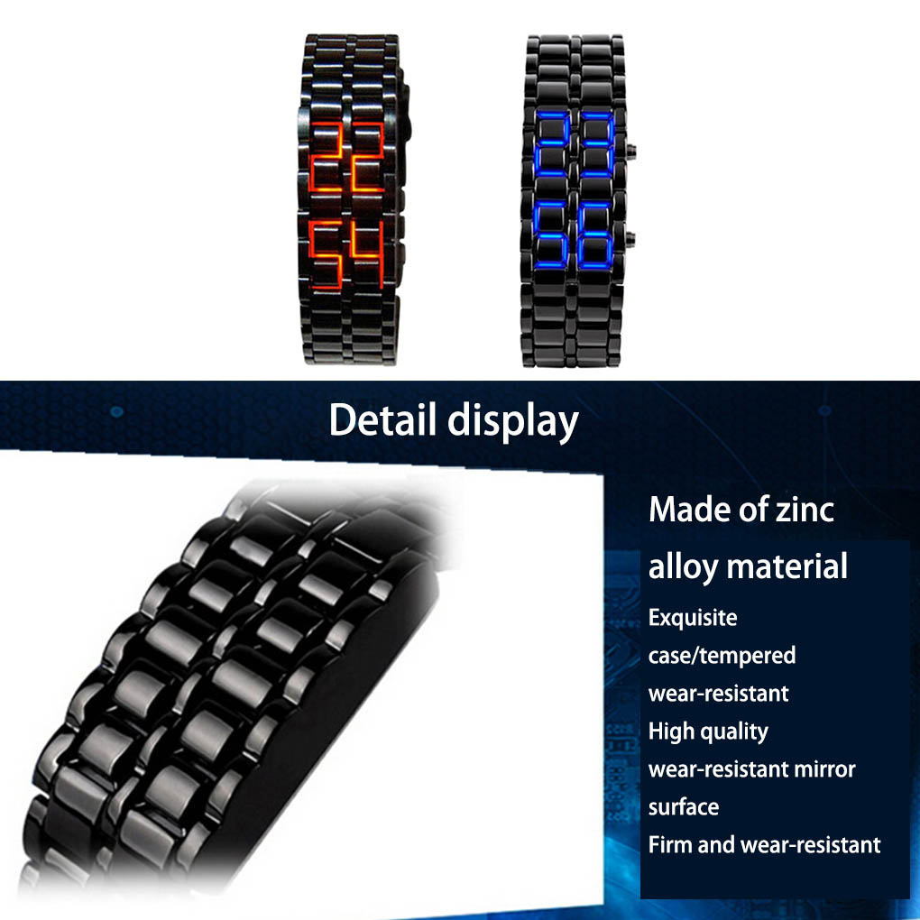 Montre-bracelet numérique LED sans visage pour hommes, lave, style rétro, horloge à main, bracelet, couple amoureux, complet JORed AI0001 – Image 6