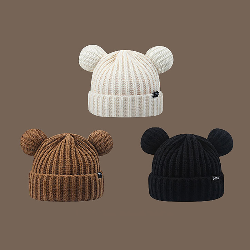 Casquettes en laine faites à la main avec des oreilles de chat pour femmes, chapeaux épais, Harajuku doux, bonnet en peluche, Y2K, cool, coréen, mignon, fille AI0001 – Image 5