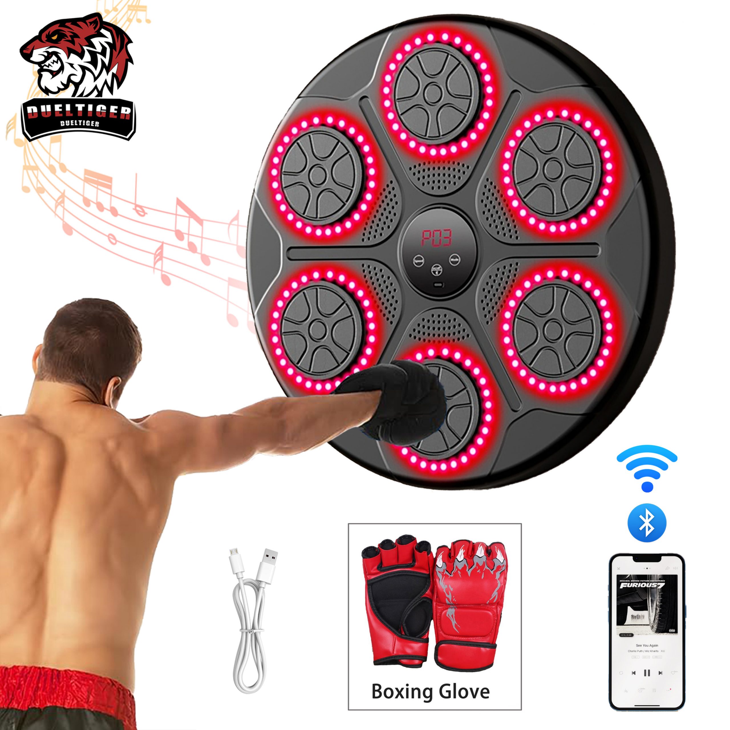Machine de boxe murale Bluetooth intelligente, musique, entraîneur de boxe, salle de sport à domicile, cible électronique, équipement de poinçonnage, nouveau AI0001 – Image 4