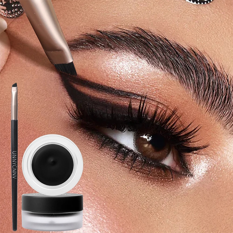 Eyeliner à séchage rapide avec pinceau, crème gel pour les yeux, imperméable, longue durée, noir, marron, facile à porter, cosmétique coréen, 256 AI0001