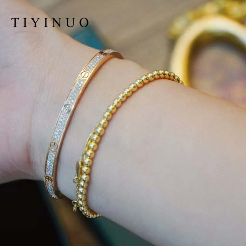 TIYINUO – Bracelet de perles en or véritable 18K, bijoux fins, ajustables, classique, romantique, cadeau pour femme, petite amie, AU750 AI0001 – Image 3