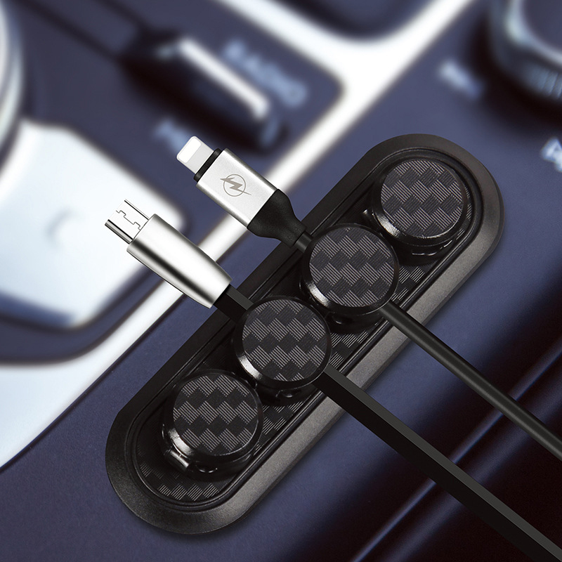 Enrouleur de gestion de câble magnétique en fibre de carbone, protecteur d'aimant, clip de câble, support de chargeur USB bien rangé, bureau AI0001 – Image 6