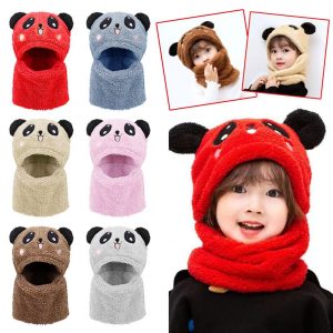 Chapeaux coupe-vent de dessin animé pour enfants, double couche, couvre-visage, laine, protection des oreilles, garçons, filles, mode, mignon, automne, hiver, B2J8 AI0001