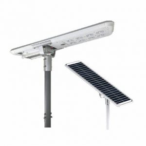 Lampadaire solaire tout en un 80W Tout en une lampe 3000-7000K Panneau Solaire : 105W mono; Batterie au lithium intégrée: 650wh; FS00034