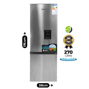 Réfrigérateur combiné -SPJ - RF-INU369C - Avec distributeur d'eau - 270L - Gris - SPJ00308