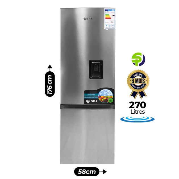 Réfrigérateur combiné -SPJ - RF-INU369C - Avec distributeur d'eau - 270L - Gris - SPJ00308