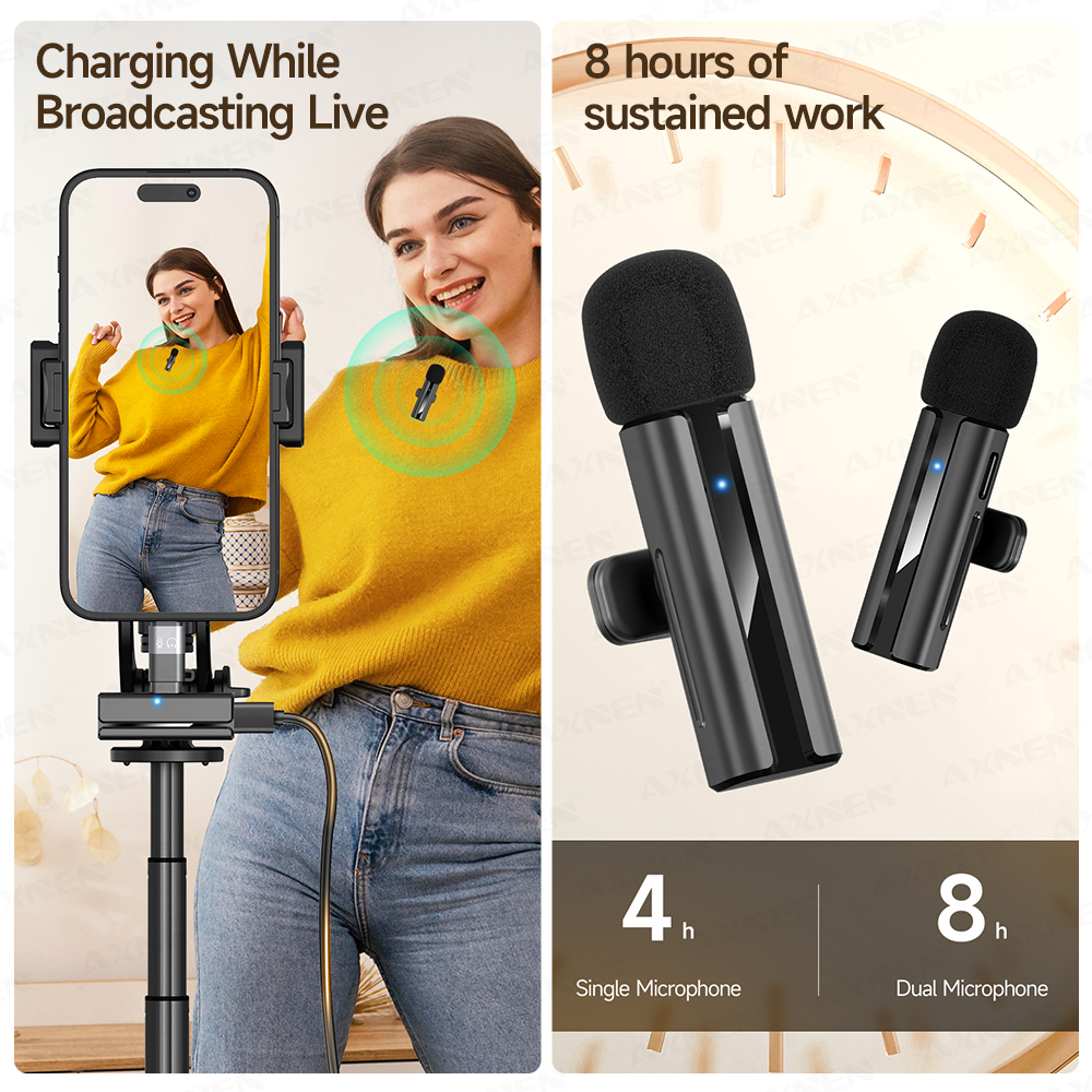 Micro-cravate Sans Fil 2-en-1 pour iPhone Android – Mini Micro avec Réduction de Bruit & Réverbération, Son Pro pour TikTok, YouTube, Podcasts, Interviews, Vlogs et Enregistrements en Direct AI0001 – Image 3