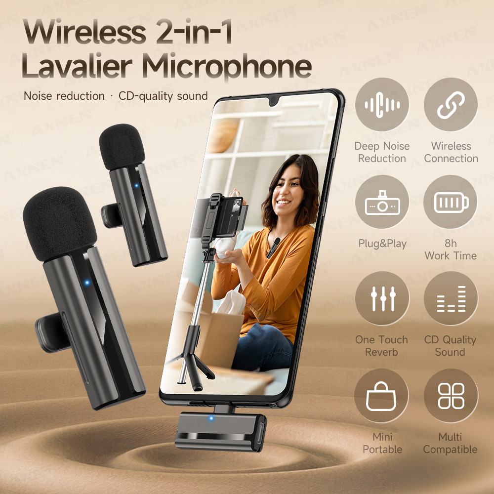Micro-cravate Sans Fil 2-en-1 pour iPhone Android – Mini Micro avec Réduction de Bruit & Réverbération, Son Pro pour TikTok, YouTube, Podcasts, Interviews, Vlogs et Enregistrements en Direct AI0001 – Image 6