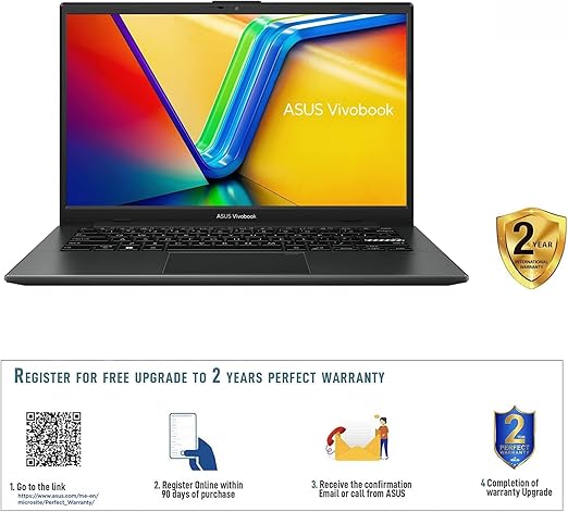 ASUS Vivobook GO 14 E140FA-NK185W (Noir Mixte) Ordinateur portable mince, R5 7520U 8GB 512GB PCIE G3 SSD, AMD Radeon, WIN11 HOME, 14 pouces, Webcam HD, Fingerprint, Eng-Arb-Keyboard EXPZD0025 – Image 3