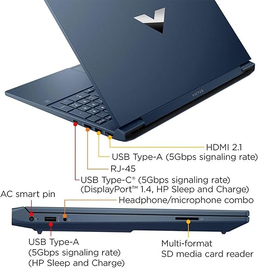 Ordinateur portable de jeu HP Victus 15.6 i5, 15,6" FHD 1920x1080 144Hz, Intel Core i5-12450H, NVIDIA GeForce RTX 3050, 32 Go de RAM, SSD de 1 To, Ko rétroéclairé, pavé tactile, lecteur de carte SD EXPZD0025 – Image 5
