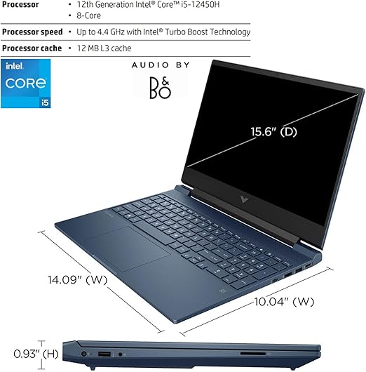 Ordinateur portable de jeu HP Victus 15.6 i5, 15,6" FHD 1920x1080 144Hz, Intel Core i5-12450H, NVIDIA GeForce RTX 3050, 32 Go de RAM, SSD de 1 To, Ko rétroéclairé, pavé tactile, lecteur de carte SD EXPZD0025 – Image 3