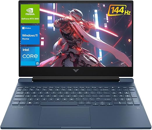 Ordinateur portable de jeu HP Victus 15.6 i5, 15,6" FHD 1920x1080 144Hz, Intel Core i5-12450H, NVIDIA GeForce RTX 3050, 32 Go de RAM, SSD de 1 To, Ko rétroéclairé, pavé tactile, lecteur de carte SD EXPZD0025