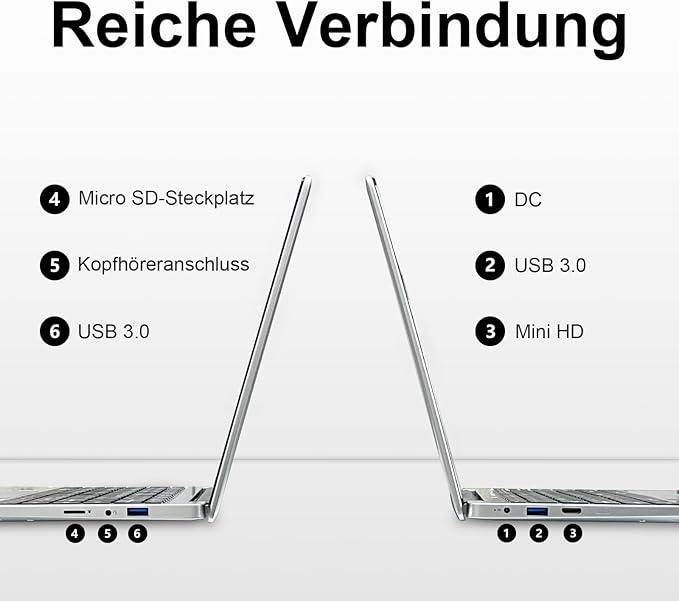 Ordinateur portable Elepad, écran IPS FHD de 14,1 pouces, processeur N4105, 6 Go de RAM, 256 Go de SSD extensible 1 To, ordinateur Windows 11 avec 2 haut-parleurs stéréo, WiFi-5, HDMI EXPZD0025 – Image 3