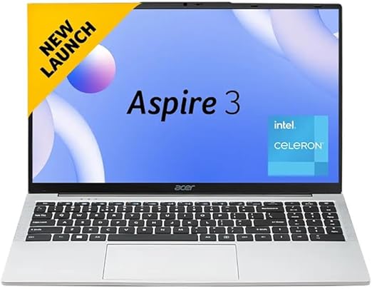 Ordinateur portable Acer Aspire 3 avec écran IPS FHD 15,6 pouces antireflet, Celeron® N4500, 8 Go de RAM, SSD 512 Go, carte graphique Intel UHD intégrée, Eng Arb, W11 Pro, Argent EXPZD0025